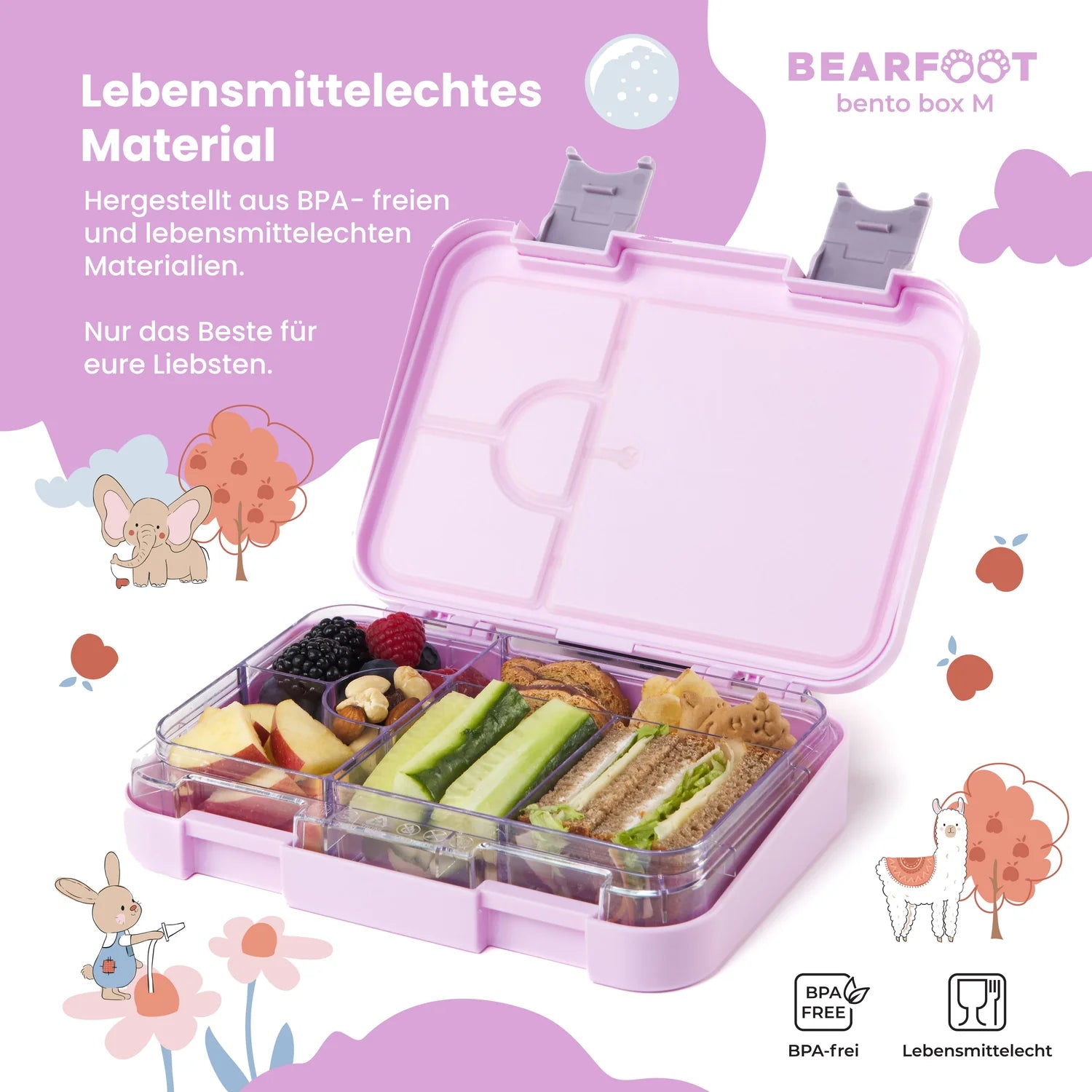 Bearfoot Bento Box M Pink Lama Detailansicht