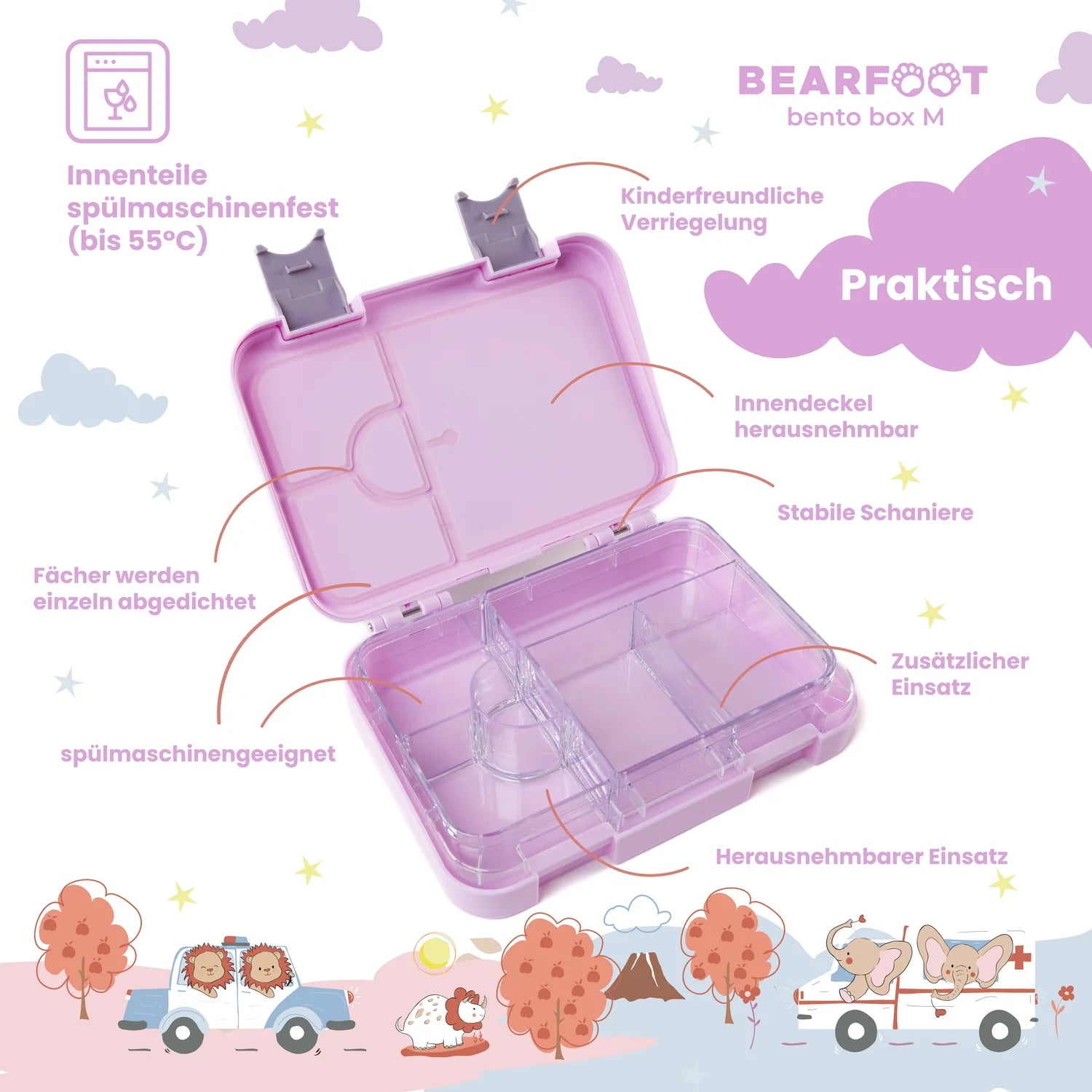 Bearfoot Bento Box M Pink Lama Detailansicht 2
